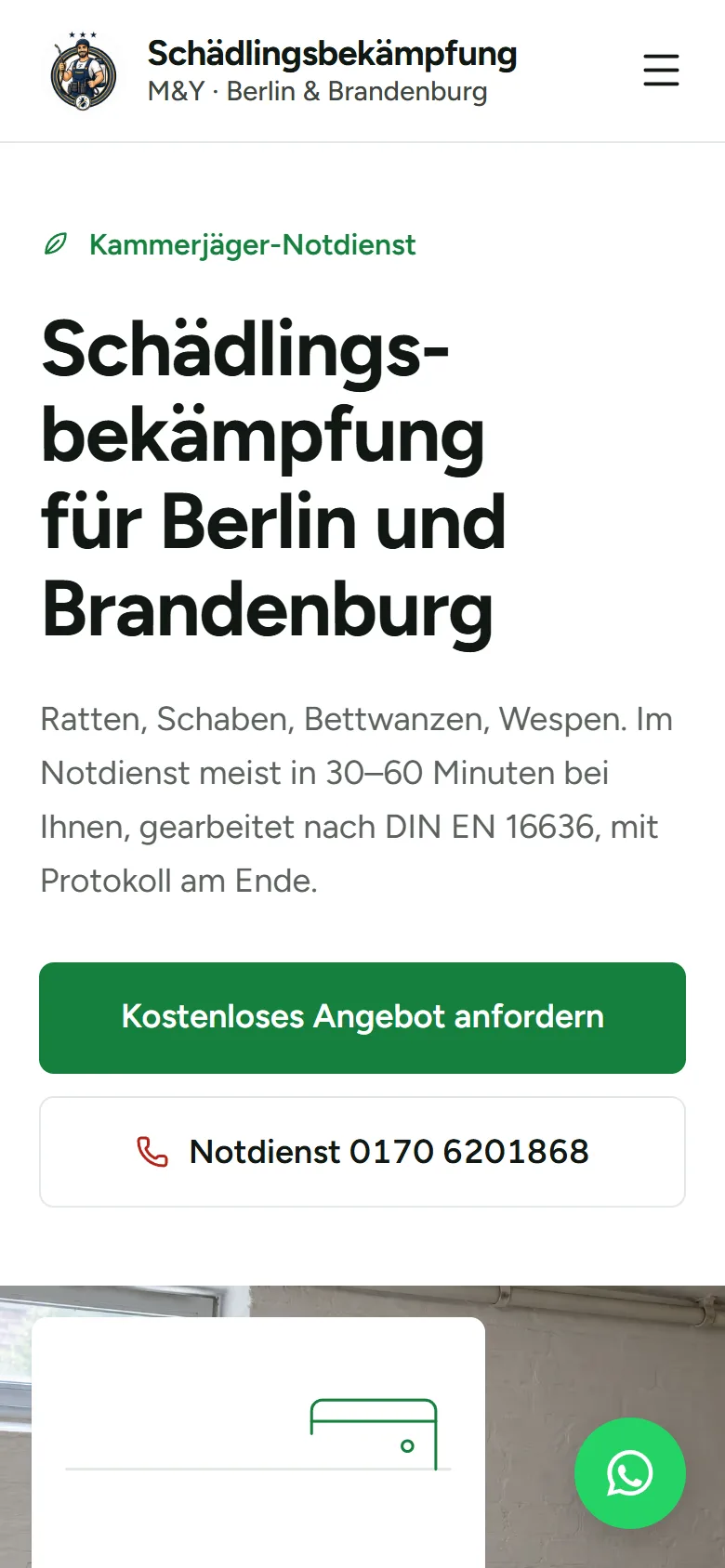 Ansicht: M&Y Schädlingsbekämpfung (Handy)
