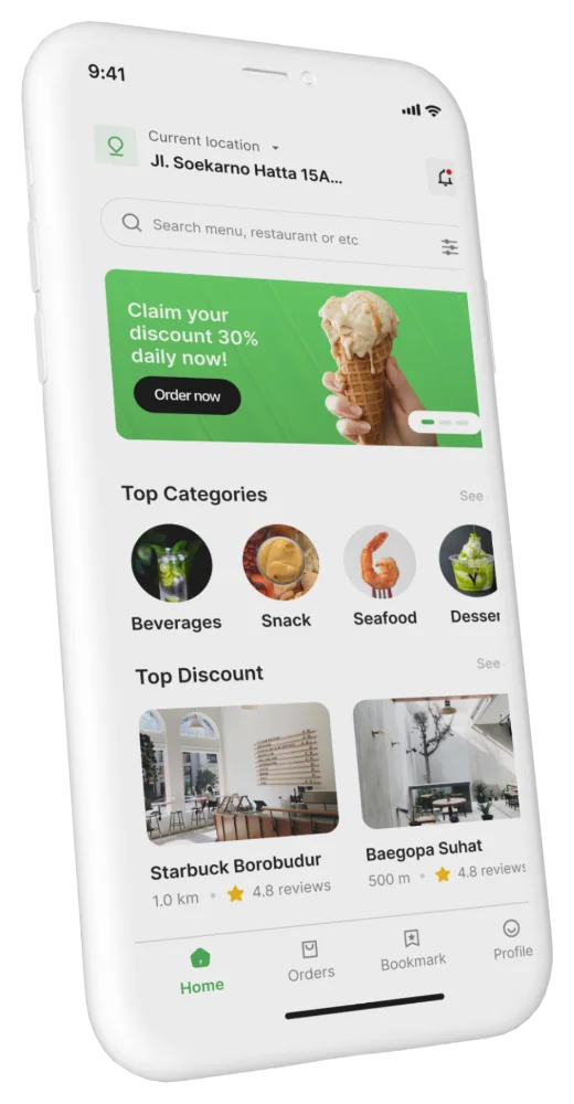 App-Entwurf: Startseite einer Liefer-App